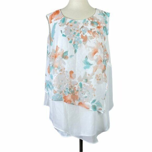 Calvin Klein Floral Tank Blouse Plus Size 1X - Picture 1 of 8